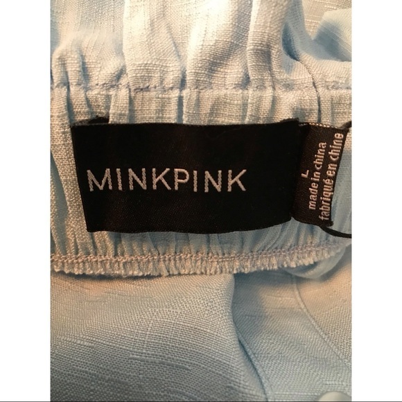 MinkPink Off Shoulder Blue Long Sleeve Mini Dress - Picture 9 of 14